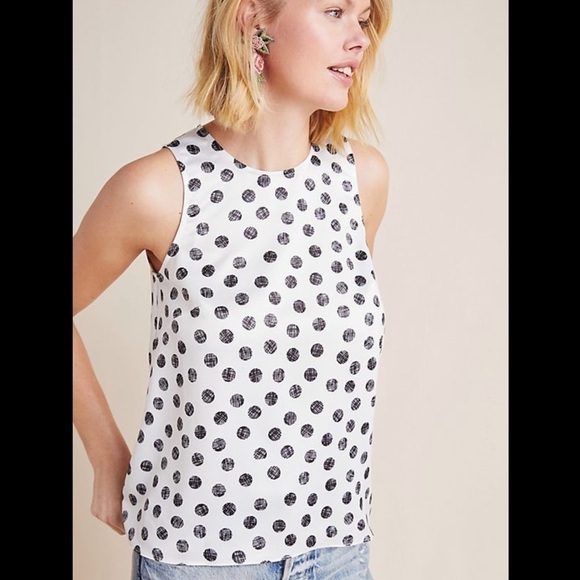 ANTHROPOLOGIE HUTCH Polka Dot Asymmetrical Blouse - Picture 1 of 6